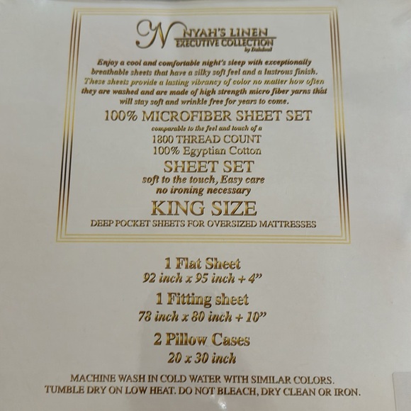 King size sheet set NEW 1800 thread count 100% Egyptian cotton 100% Microfiber - Picture 3 of 3